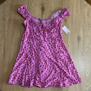 Wild Fable Purple Dress with Red Floral Pattern